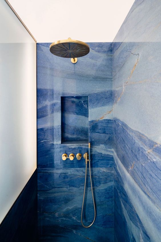 25 Stylish Blue And Gold Bathroom Decor Ideas DigsDigs
