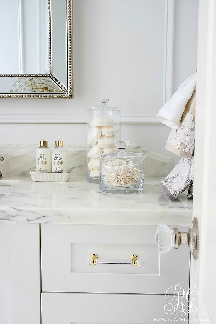 Glam Transitional Guest Bathroom Reveal with Marble Silver and Brass