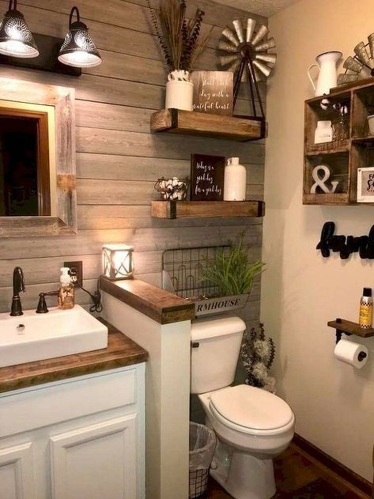 √ Beautiful Rustic Bathroom Colors Schemes Farmhouse Style bathroom