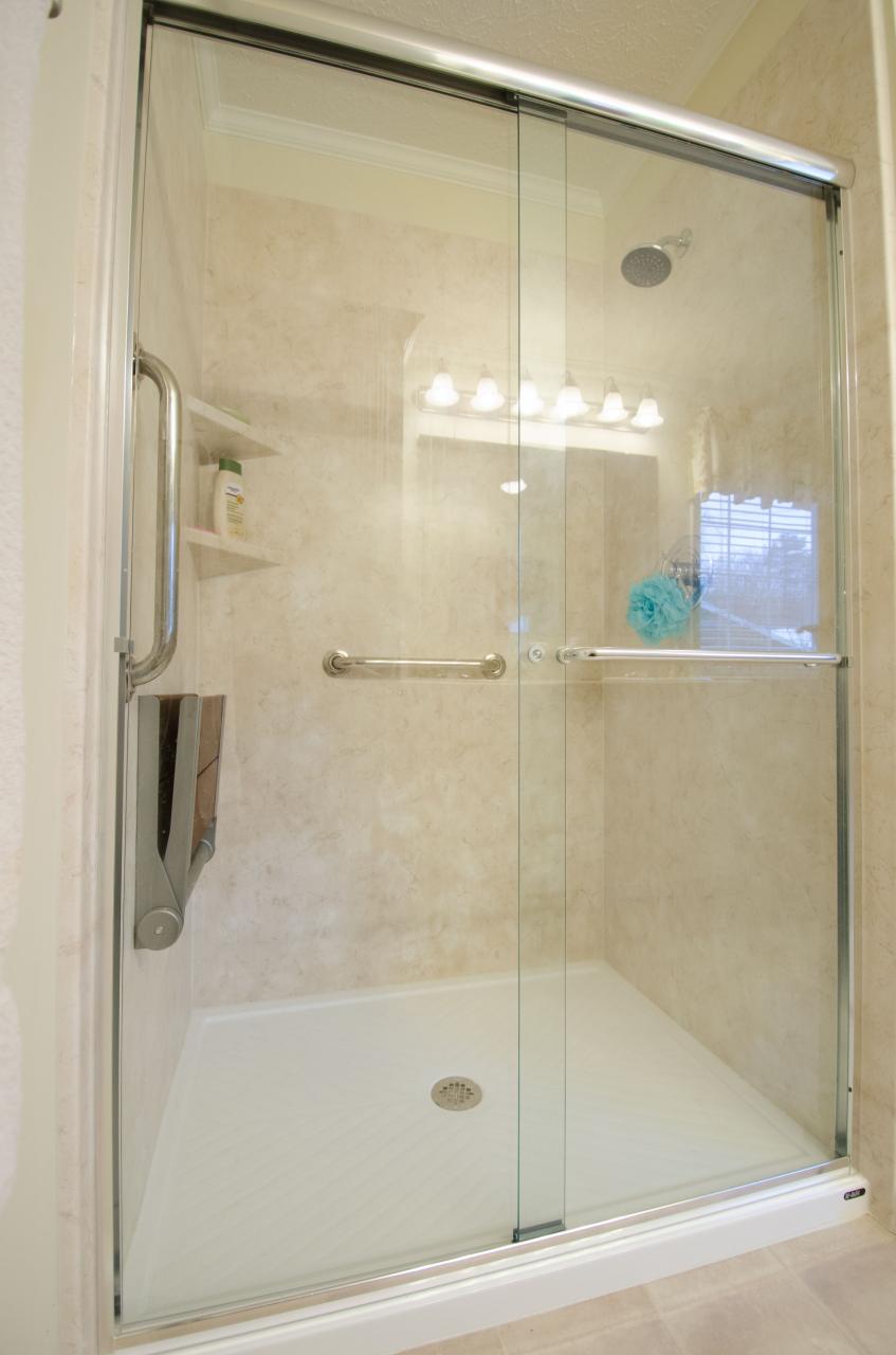Bathroom Remodel from ReBath oversized tile, low threshold shower