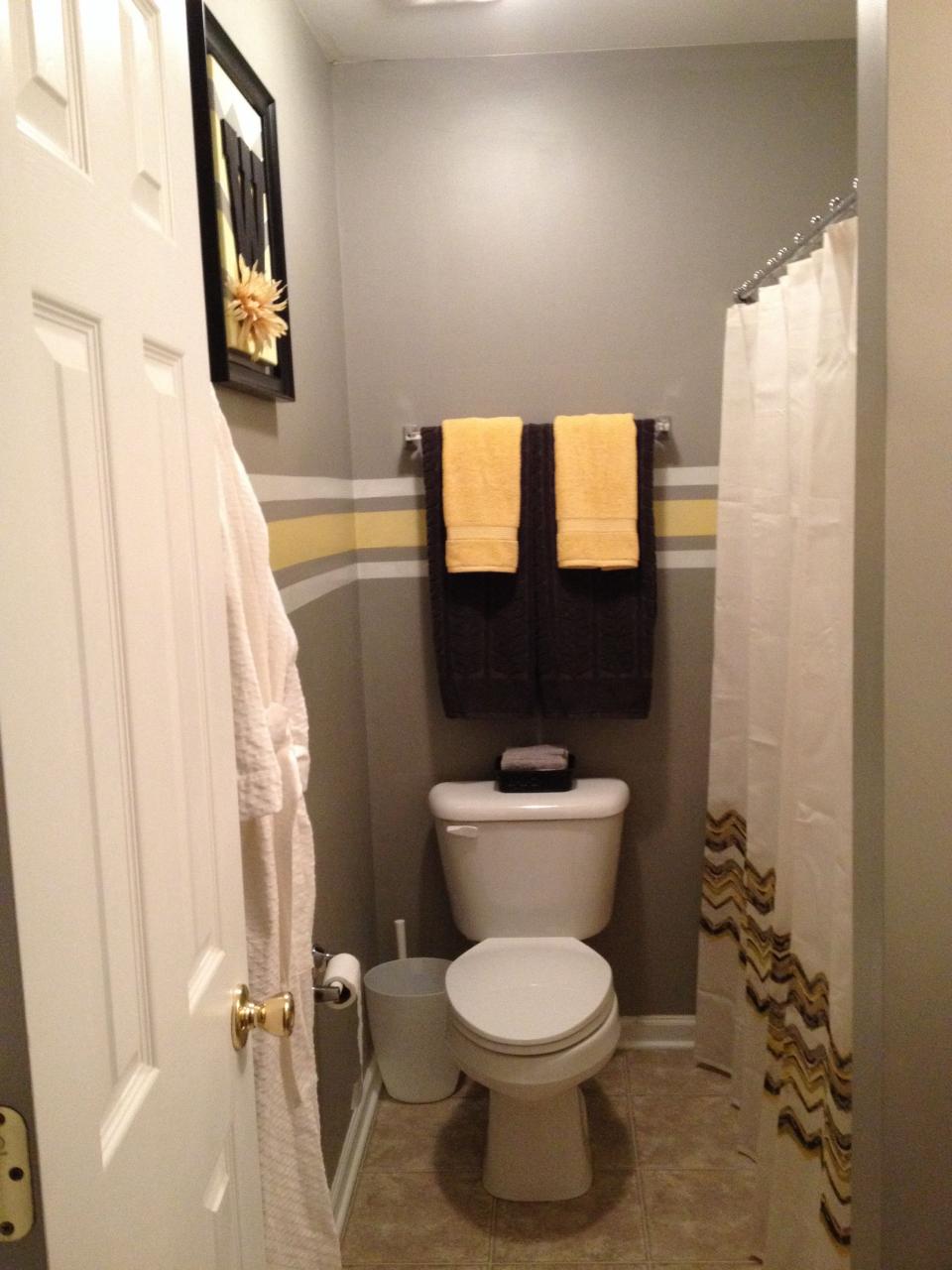 Grey and yellow bathroom makeover. Yellow bathroom decor, Yellow