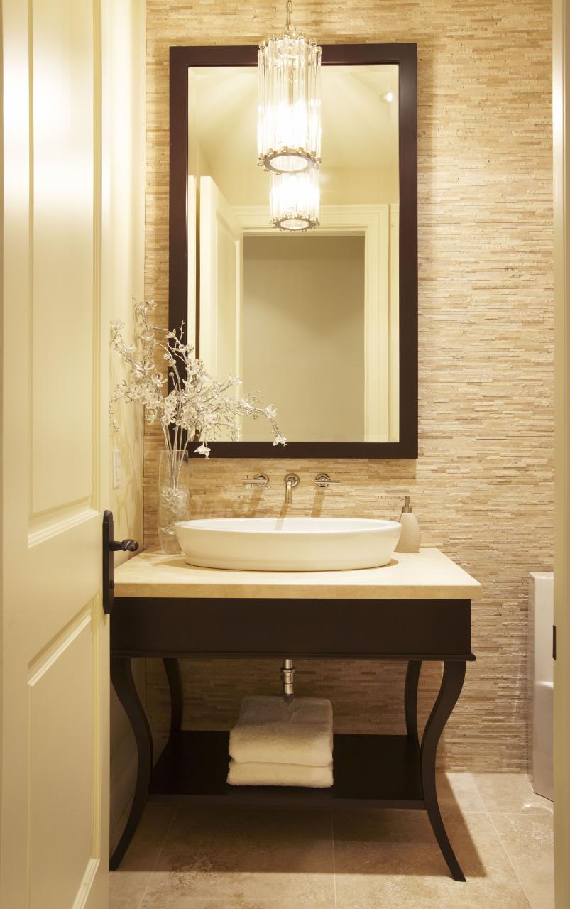 A transitional style powder room by "Parkyn Design" www.parkyndesign