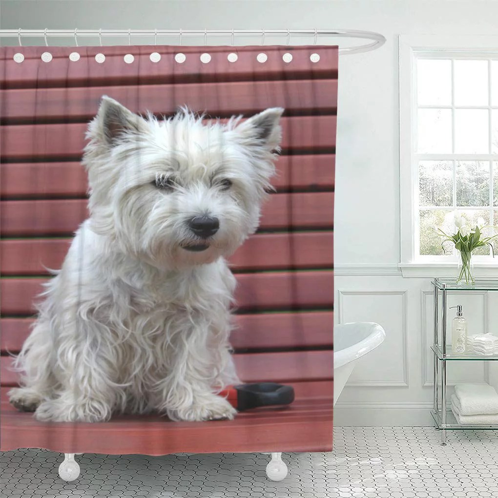 CYNLON Green West Highland White Terrier Westie Dog Bathroom Decor Bath