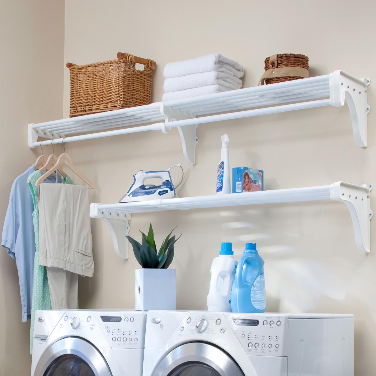 EZ Shelf DIY Expandable Laundry Room Kit White 1 Expandable Shelf