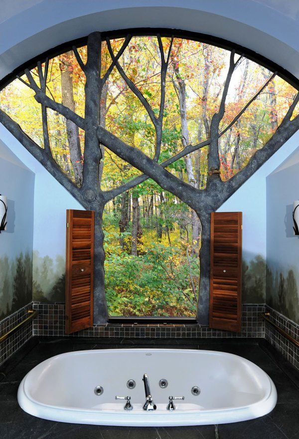 Bathroom forest view Amazing bathrooms, Beautiful bathrooms, House design
