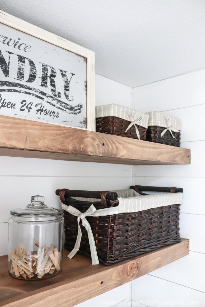 DIY Rustic Farmhouse Laundry Room Shelves Laundry room shelves
