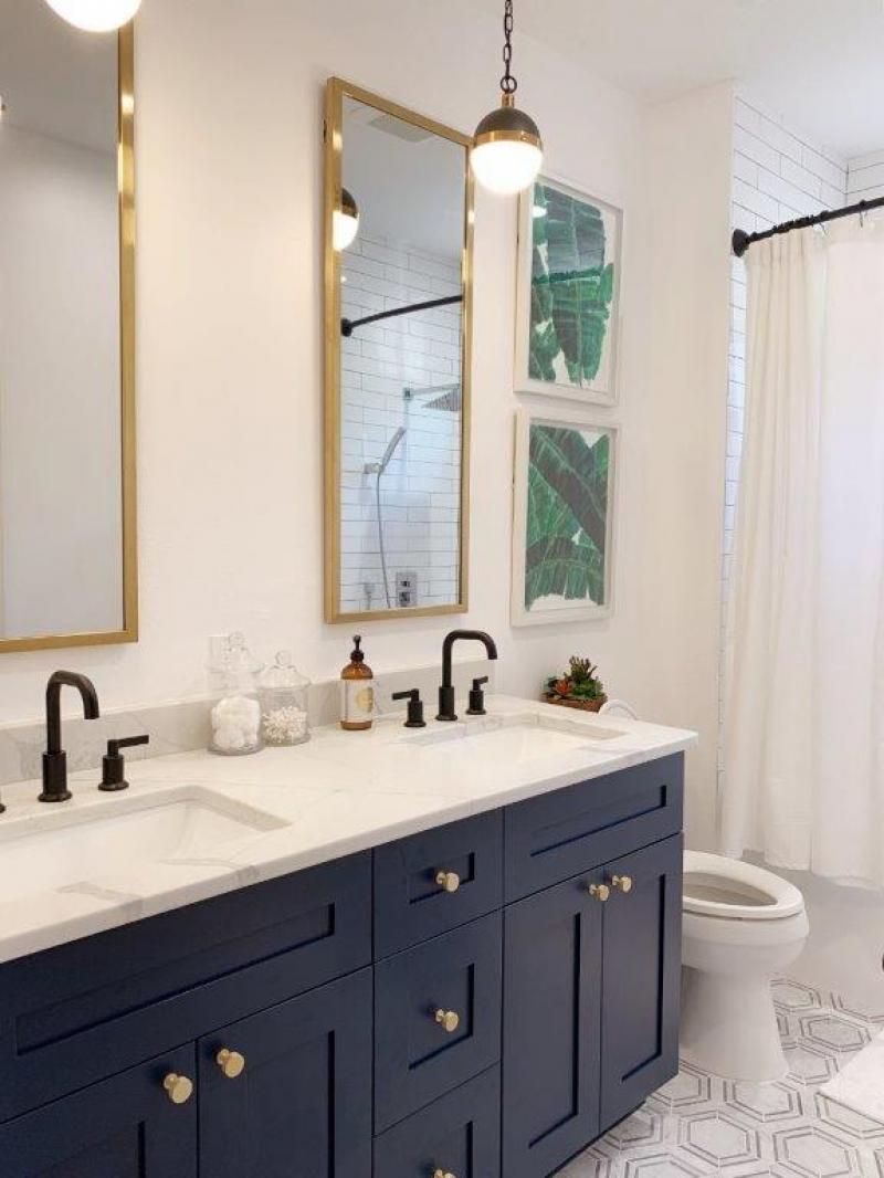 Navy Blue Bathroom in 2021 Navy blue bathrooms, Blue bathroom vanity