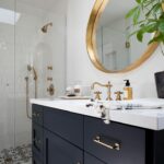 navywhitegold bathroom Bathroom inspiration, Bathrooms remodel