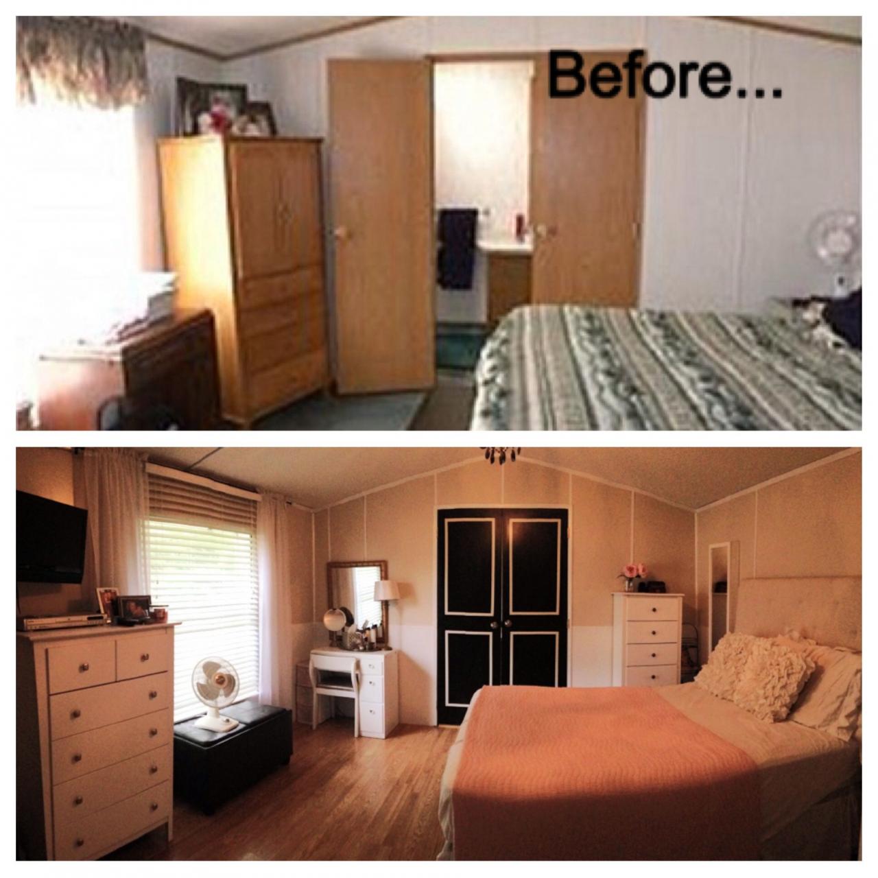 Before and after. Single wide trailer manufactured mobile home