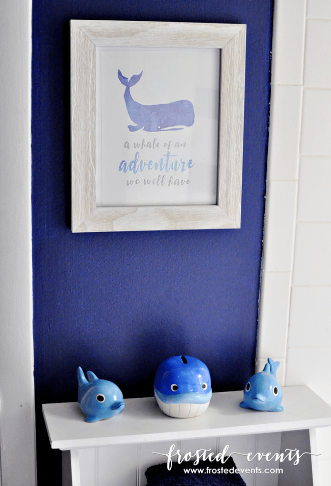Free Printable Whale Art + DIY Kids Bathroom Makeover Kids bathroom