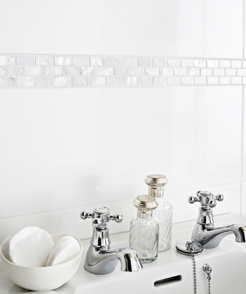 White Bathroom Border Tiles 5x20 Black Dado Tiles From Crown Tiles