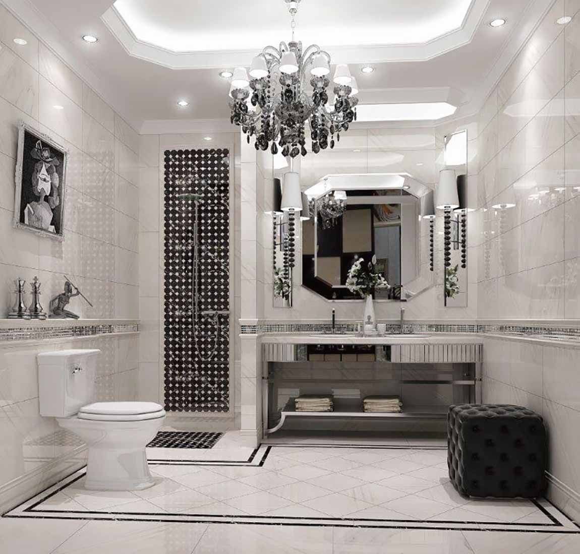 If you want to capture Hollywood glam in a master bathroom, keep shine