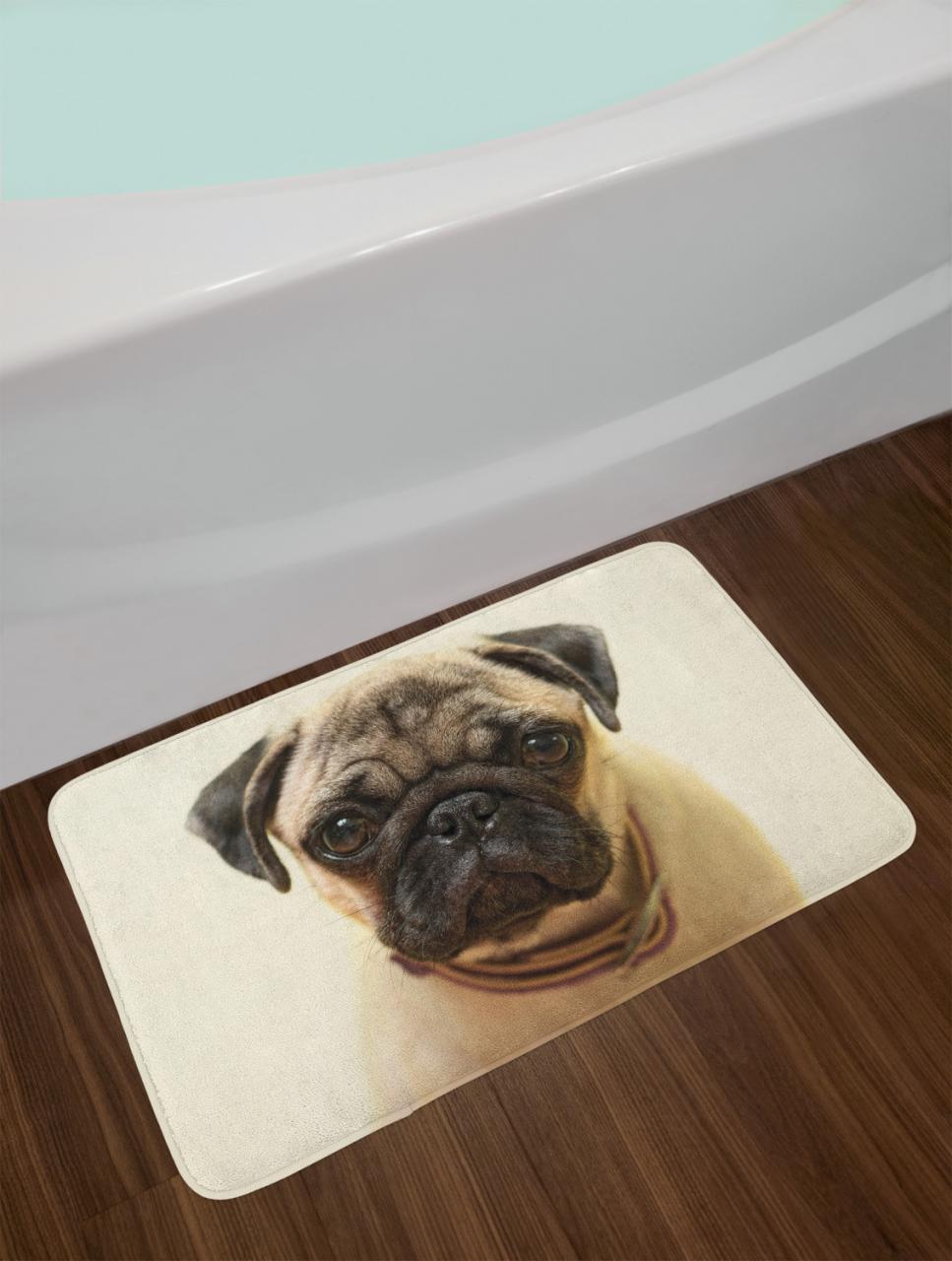 Pug Puppy Bath Mat for Bathroom Home Decor Plush NonSlip Mat 29.5" X