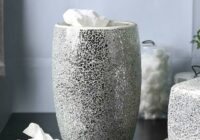 Decorative Silver Mosaic Glass Wastebasket/Trash Can Bathroom