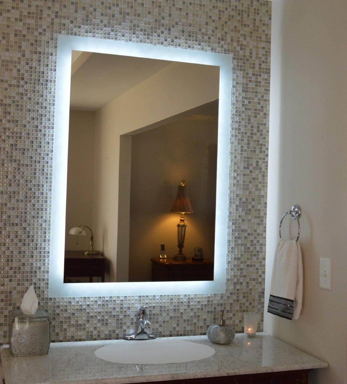 20 Inspirations Bathroom Wall Mirrors With Lights Mirror Ideas