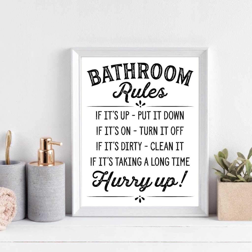Printable Bathroom Rules Wall Art Template Hadley Designs