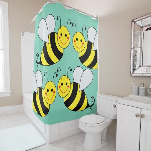 Cute Bumble Bees Shower Curtain Bee shower, Novelty