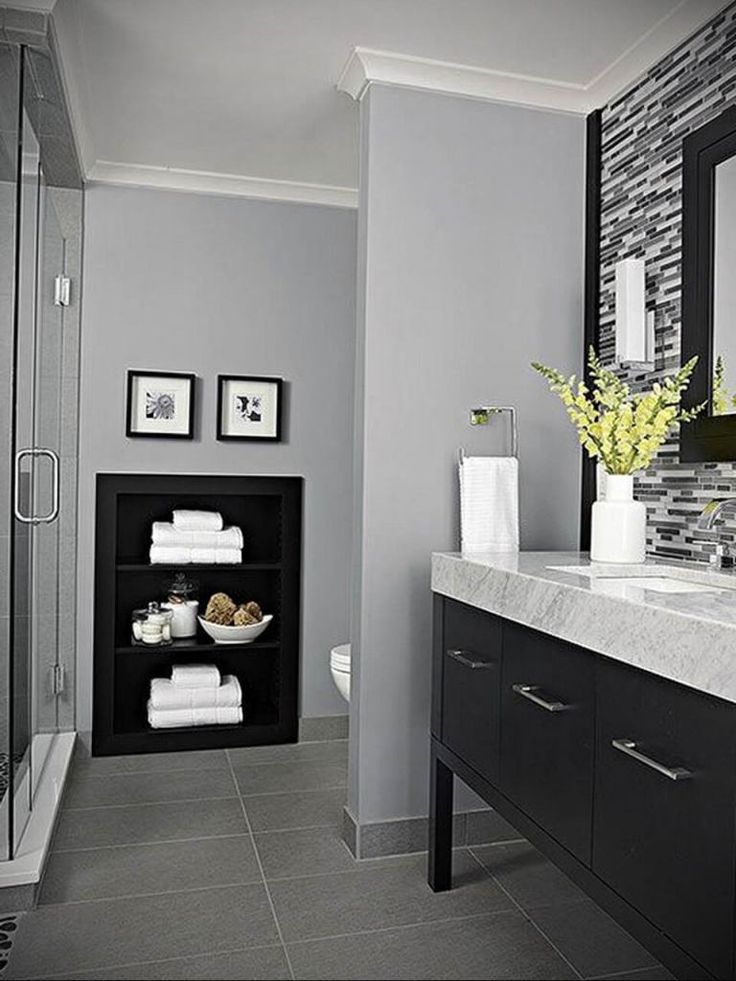 Gray and Black color combinations for bathroom Gray bathroom decor