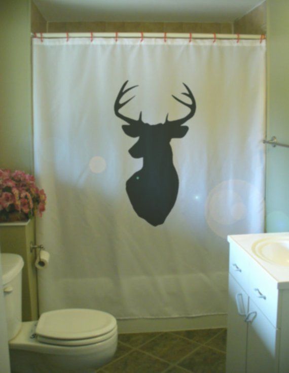 Stag Head Shower Curtain Wall Mount Antler Deer Hunting Trophy Etsy