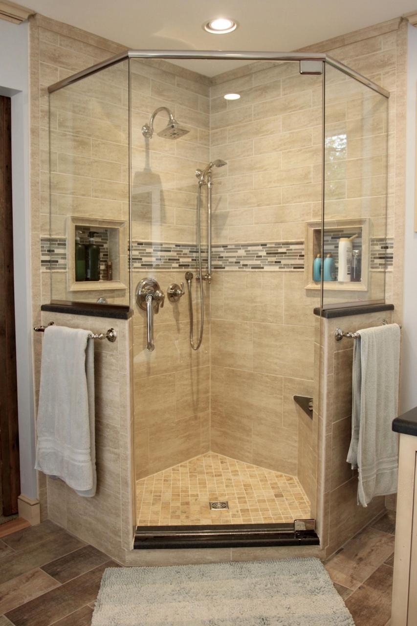 Corner shower with glass Landenberg, Pa. BathroomShowerMarble