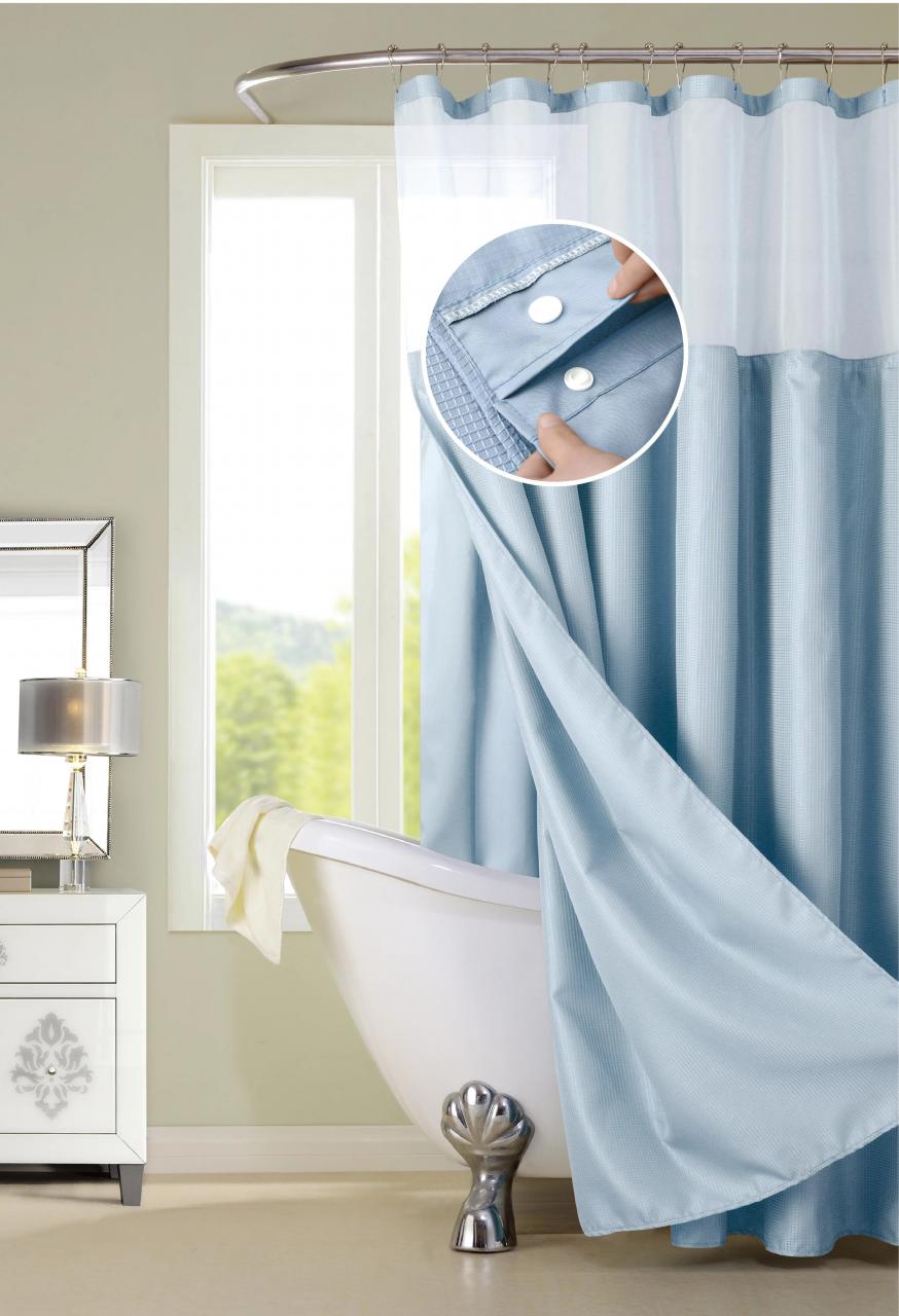 Dainty Home Complete Waterproof Shower Curtain with Detachable Liner in