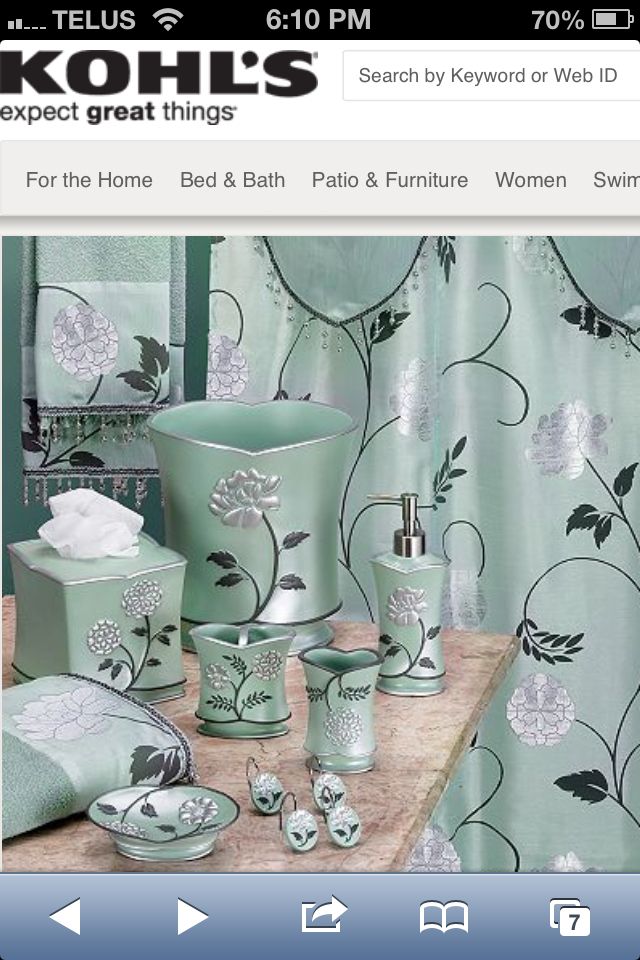 This is a very pretty bathroom set from Kohl's! Mint green bathroom