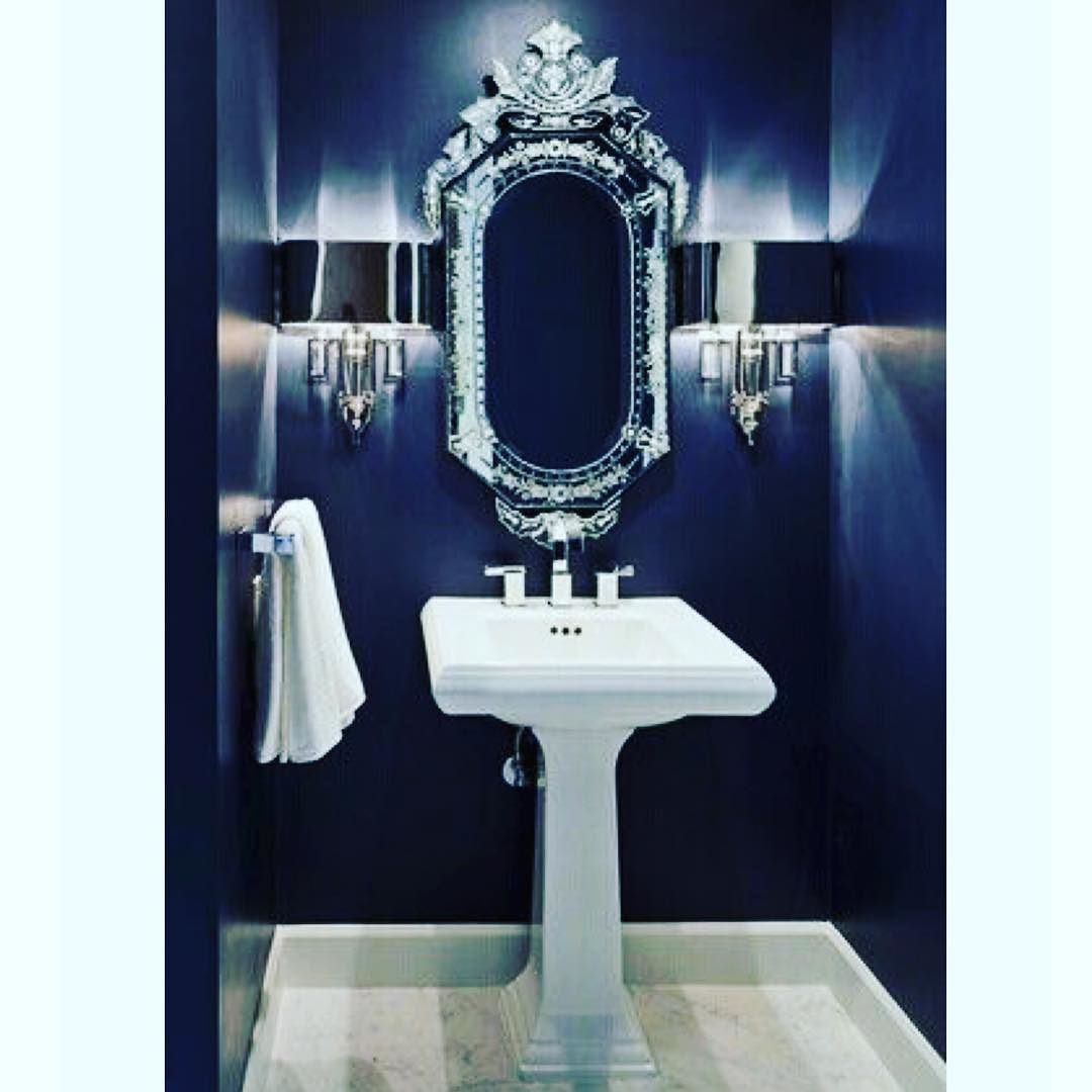 Royal Blue Bathroom Decor Ideas / Navy Bath Makeover Sincerely, Sara