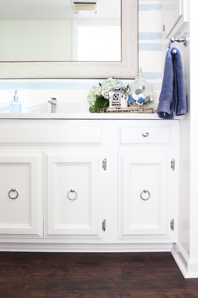 Blue and White Bathroom Remodel on a Budget
