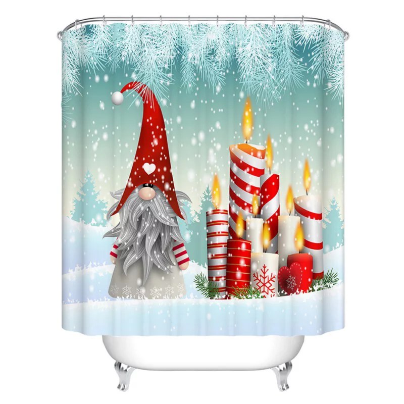 EFINNY Christmas Bathroom Decorations Shower Curtain Set Xmas Gnome