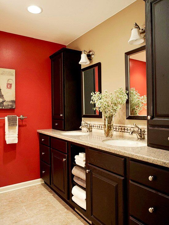Red Bathroom Design Ideas Bathroom red, Red bathroom decor, Brown