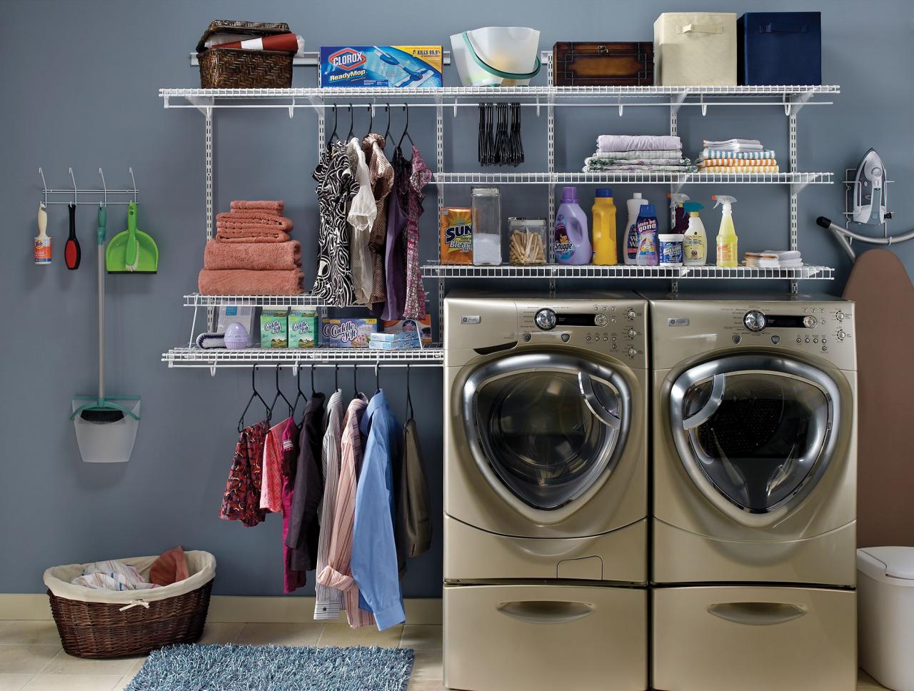 Wire Laundry Shelving Closet storage systems, Small laundry rooms