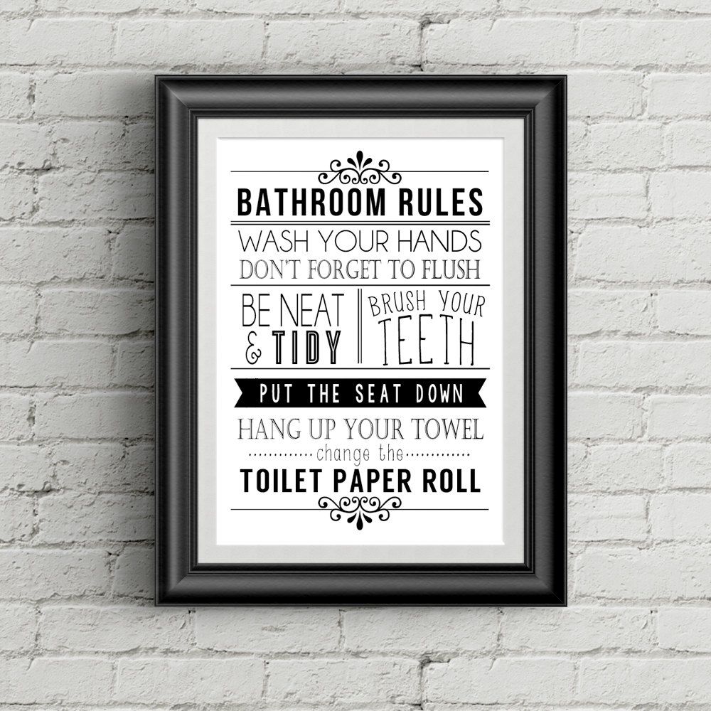 Bathroom Rules Wall Art Examatri Home Ideas