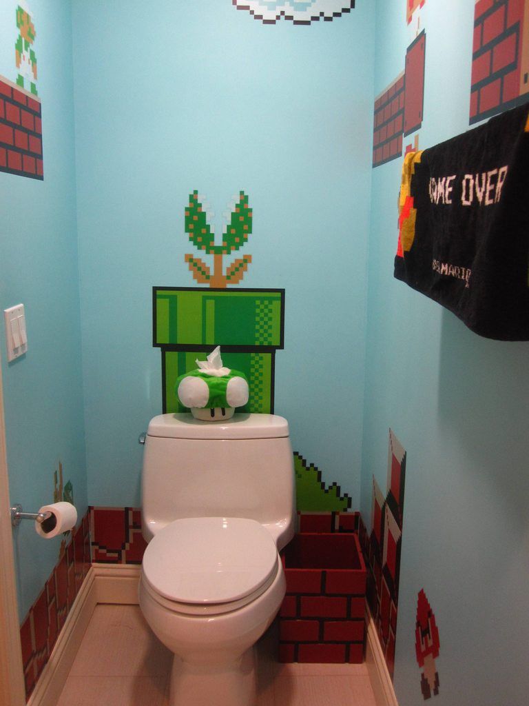 Super Mario Bros, Super Mario Brothers, Bathroom Themes, Bathroom Decor