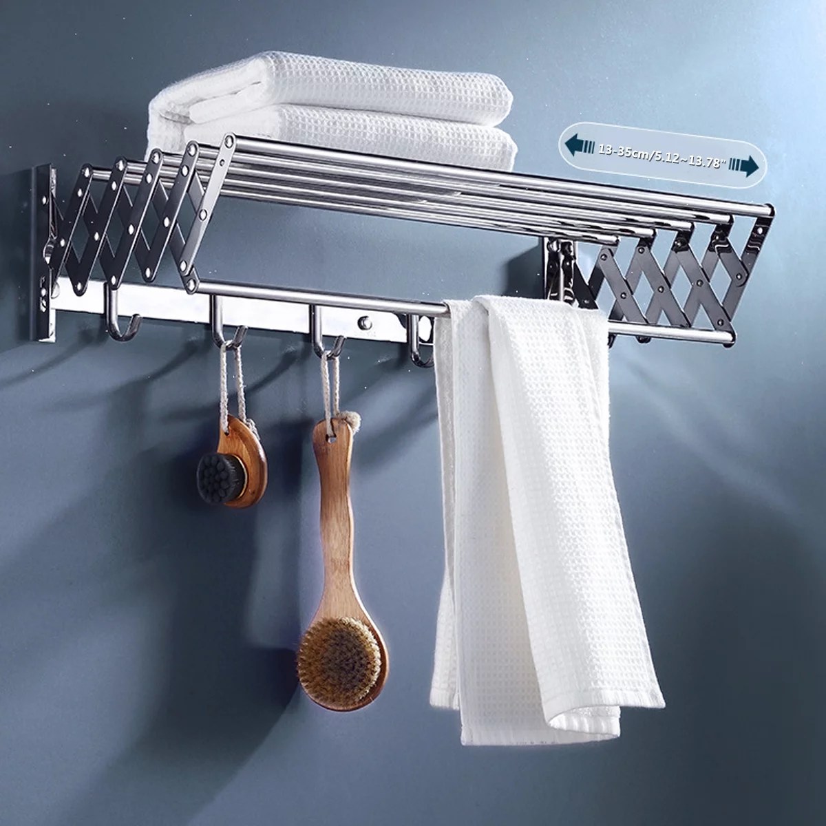 WallMounted Drying Rack Folding Clothes Towel Bathroom Storage Shelf