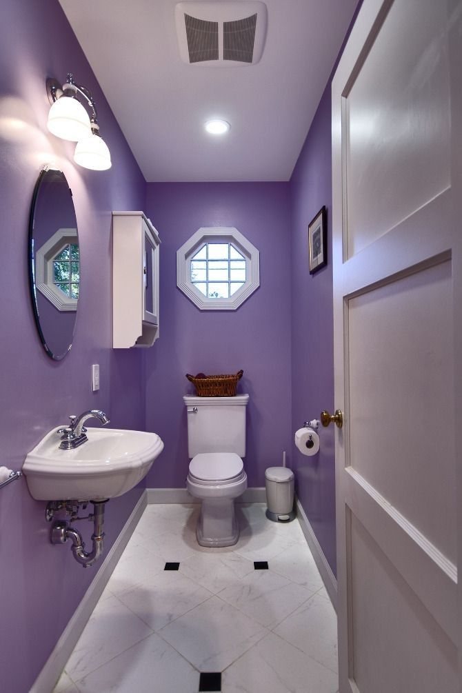 Purple Bathrooms, Purple Rooms, Bathroom Colors, Small Bathroom, Purple