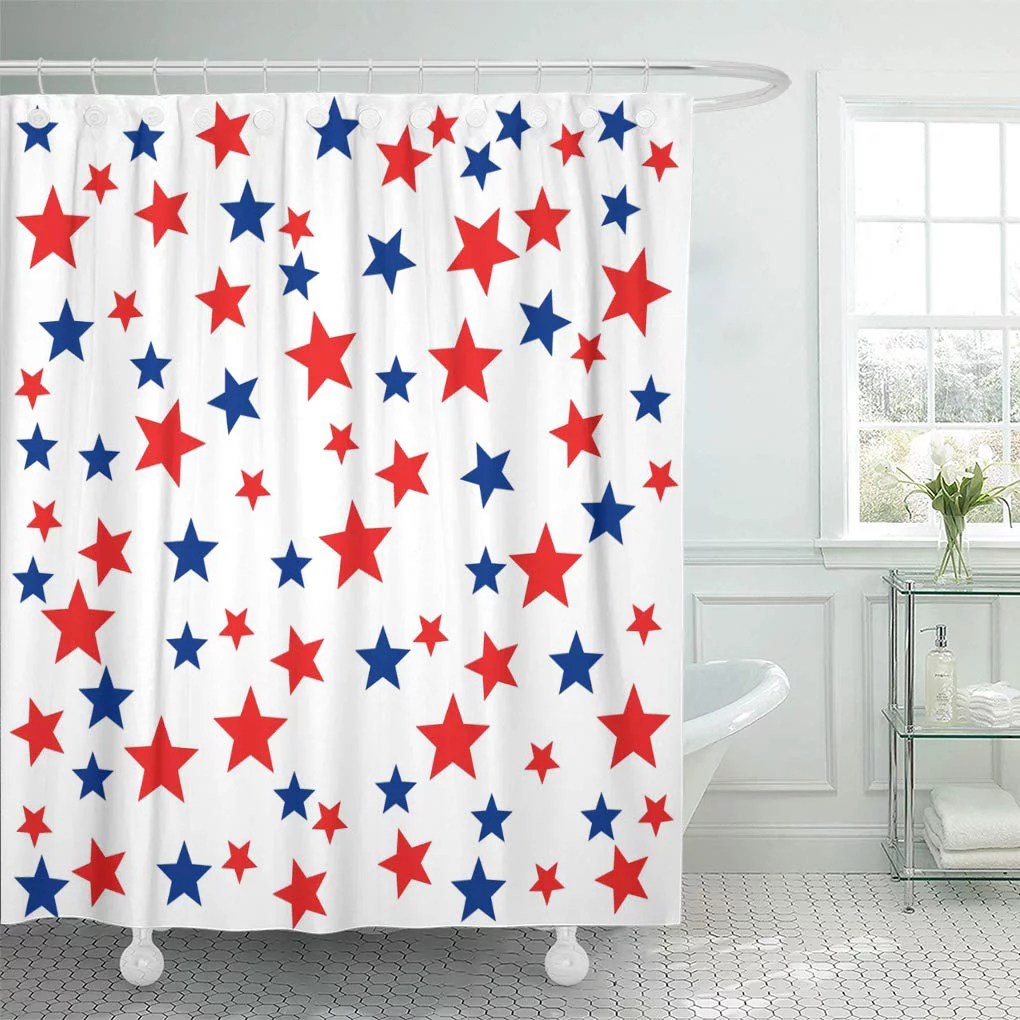 CYNLON Pattern Patriotic Red White Blue Stars 4Th of July Bathroom