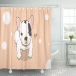 CYNLON Pink Frenchie Cute Little French Bulldog in Two Tone Bathroom