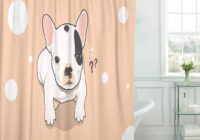 CYNLON Pink Frenchie Cute Little French Bulldog in Two Tone Bathroom
