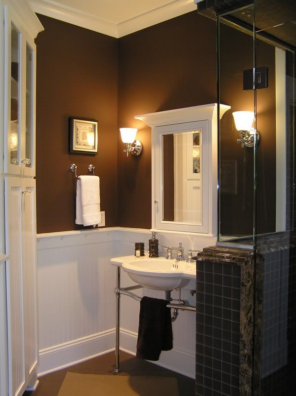 Can I paint a small room chocolatey brown? Brown bathroom, Brown