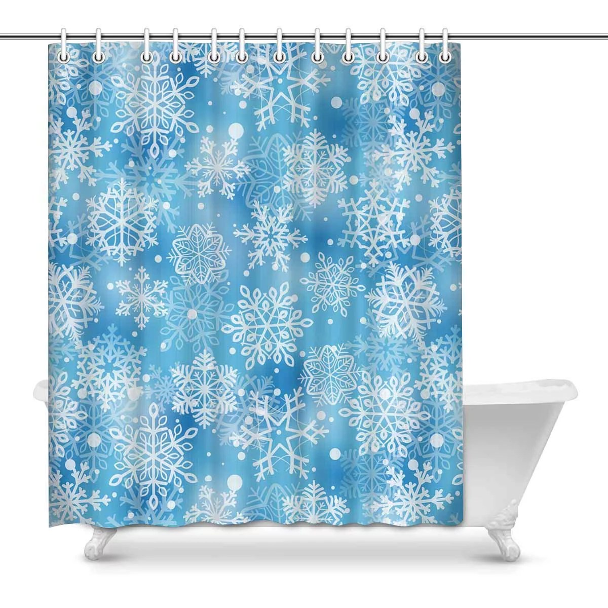 MKHERT Vintage Blue Christmas Snowflakes Decor Waterproof Polyester