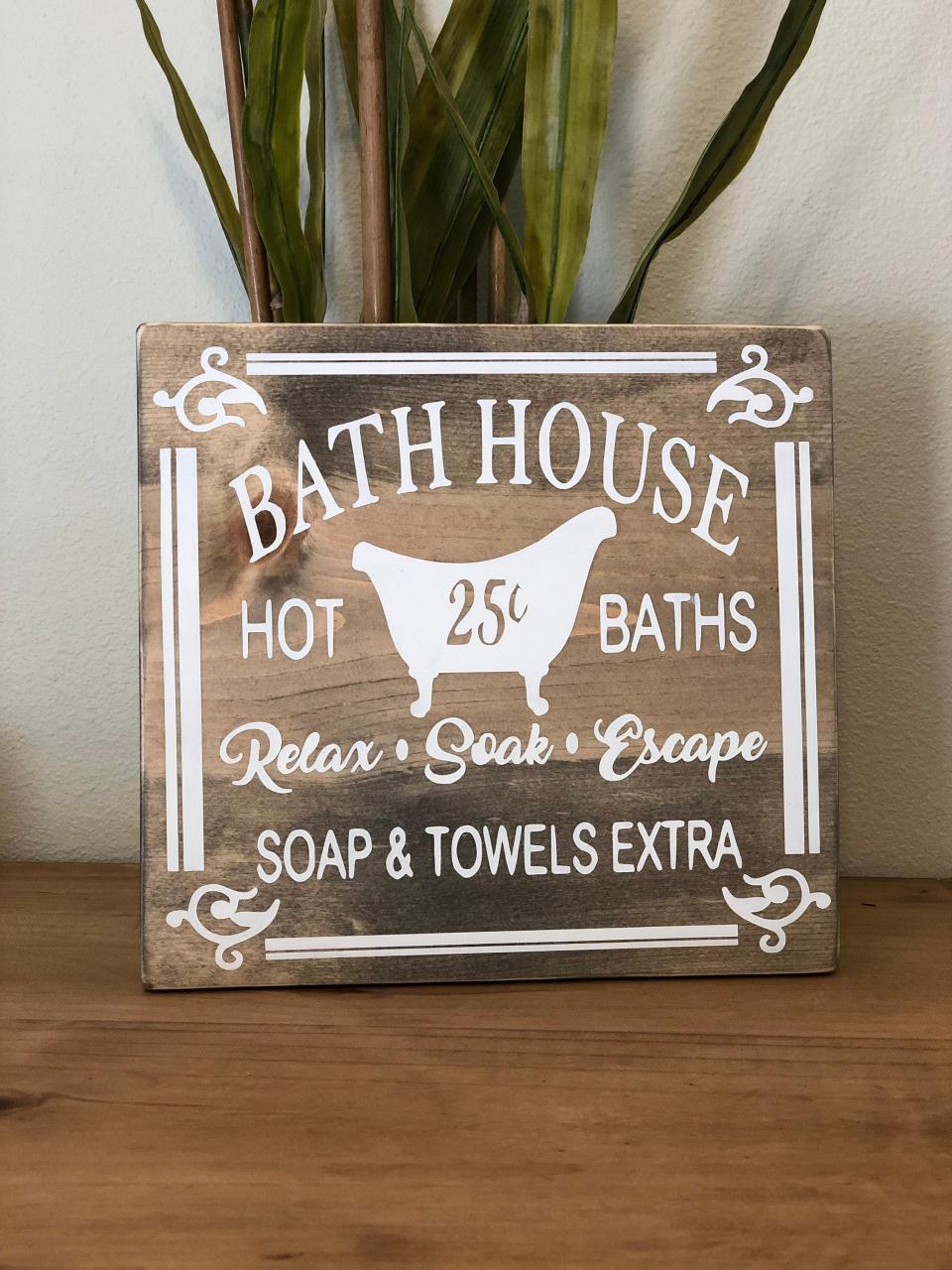 Bathhouse / wooden sign / bathroom decor / rustic sign / Etsy in 2021