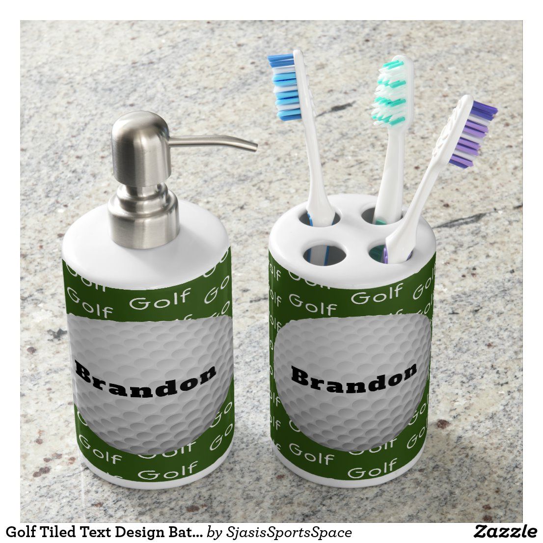 Golf Tiled Text Design Bathroom Accessories Bath Set