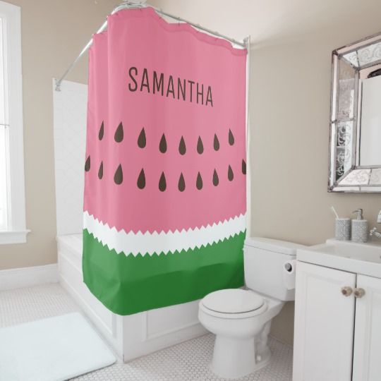 Abstract Watermelon Shower Curtain in 2021 Girl bathroom