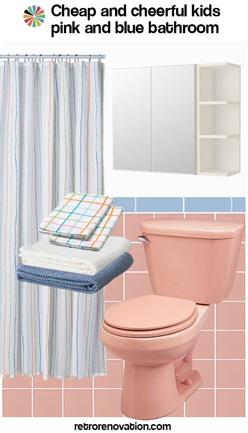vintage pink and blue bathroom Bathroom Retro, Boho Bathroom, Green