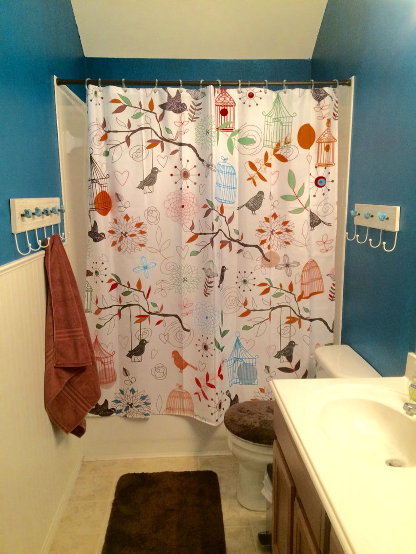 Bird themed bathroom Upstairs bathrooms, Printed shower curtain, Bathroom
