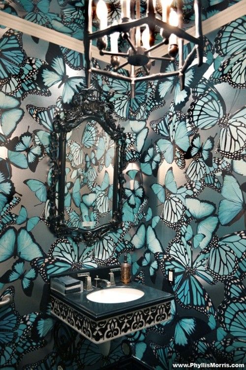 Butterfly bathroom Mural design, Wallpaper trends, House design