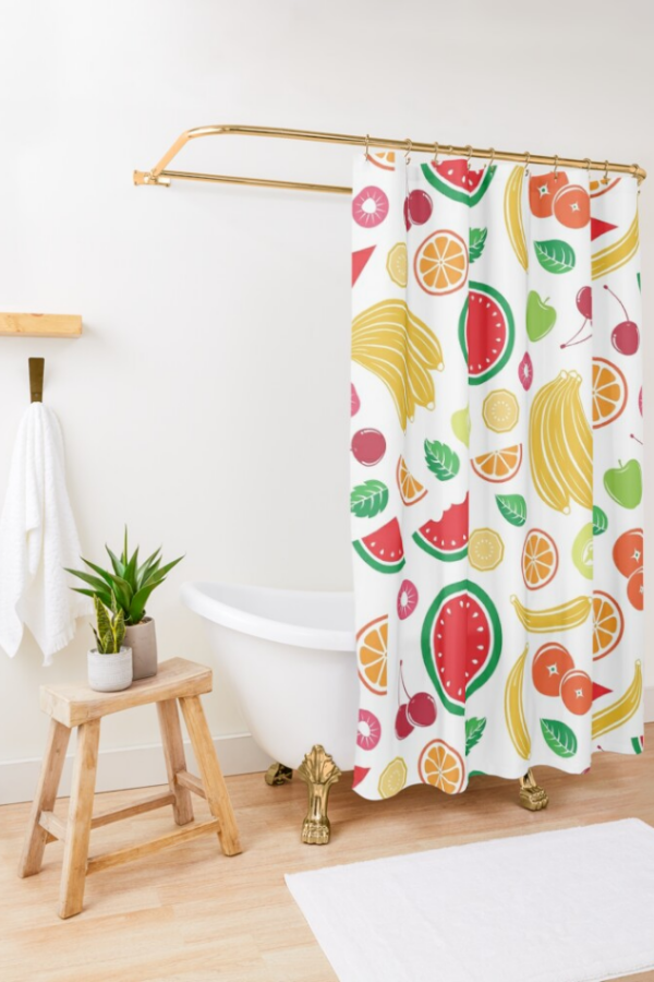 'Mixed Fruit Design' Shower Curtain by Shane Simpson in 2020 Gray