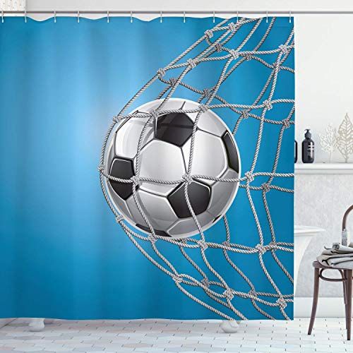 JOOCAR Soccer Shower Curtain, Goal Football in Net Entertainment