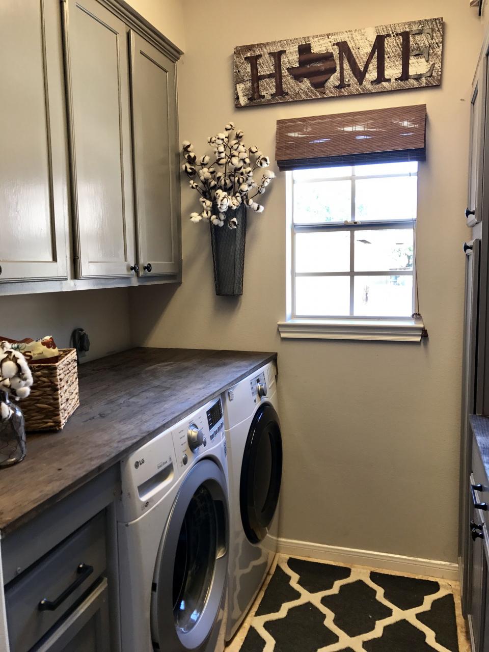 Updated Grey Laundry Room Grey laundry rooms, Updating house, Laundry