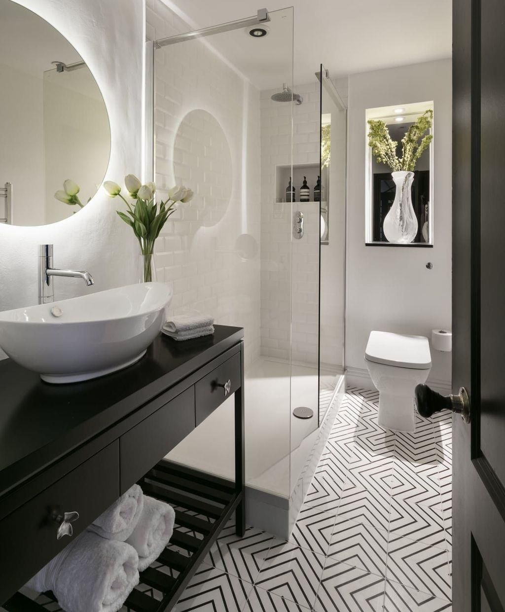 49 Simply Black And White Tile Bathroom Decor Ideas Design Black